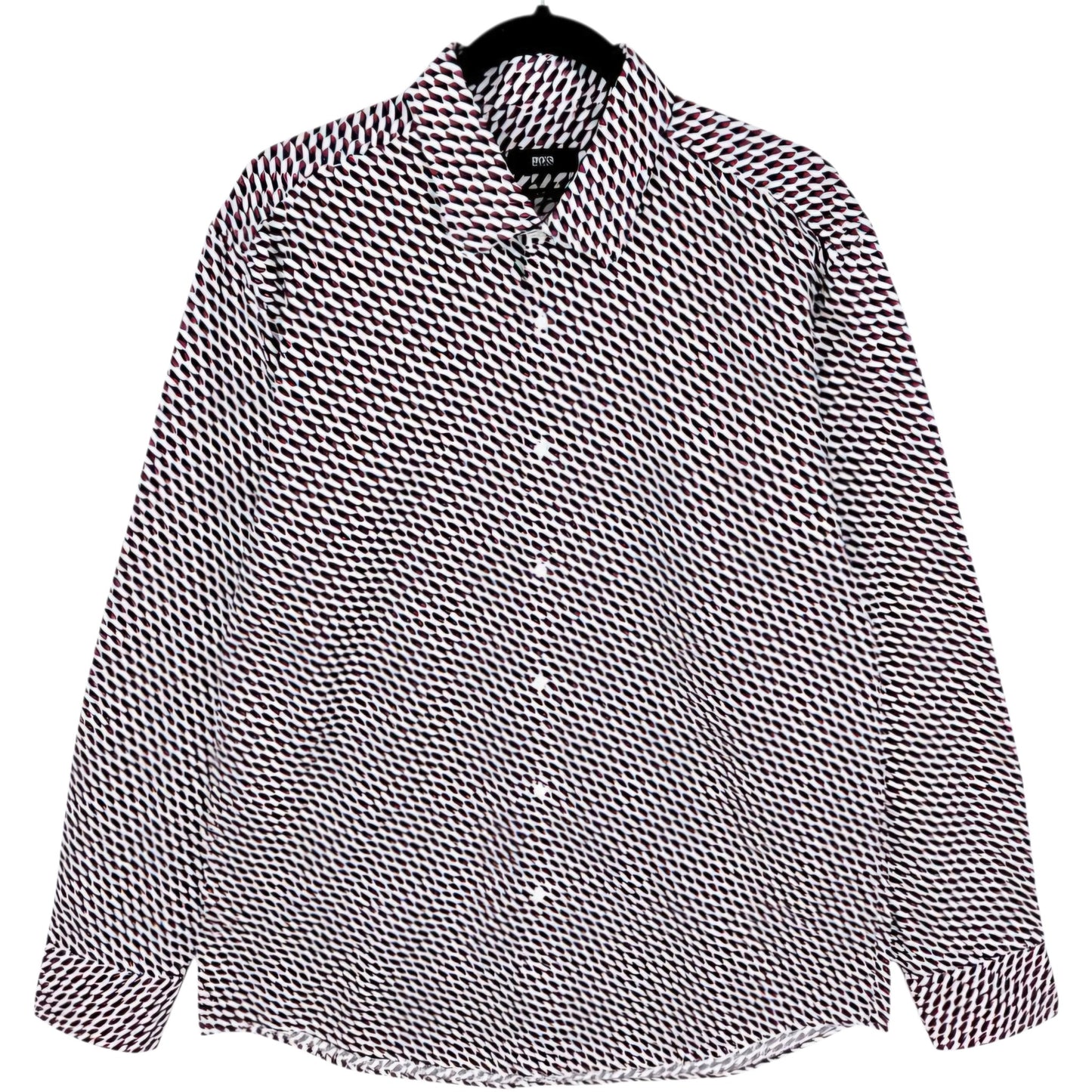 Hugo Boss Burgundy Black & White Slim Fit Dress Shirt Size