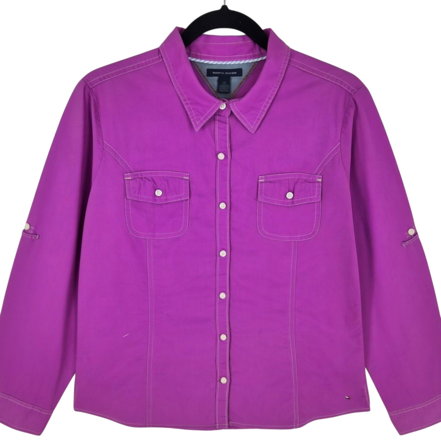 Tommy Hilfiger Womens Purple Long Sleeve Button Shirt Size L