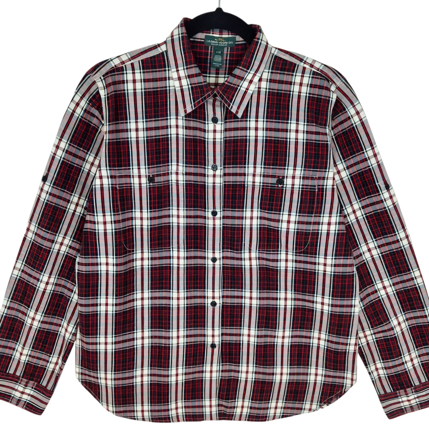 Ralph Lauren Green Label Womens Red Black & White Button Shirt Size L