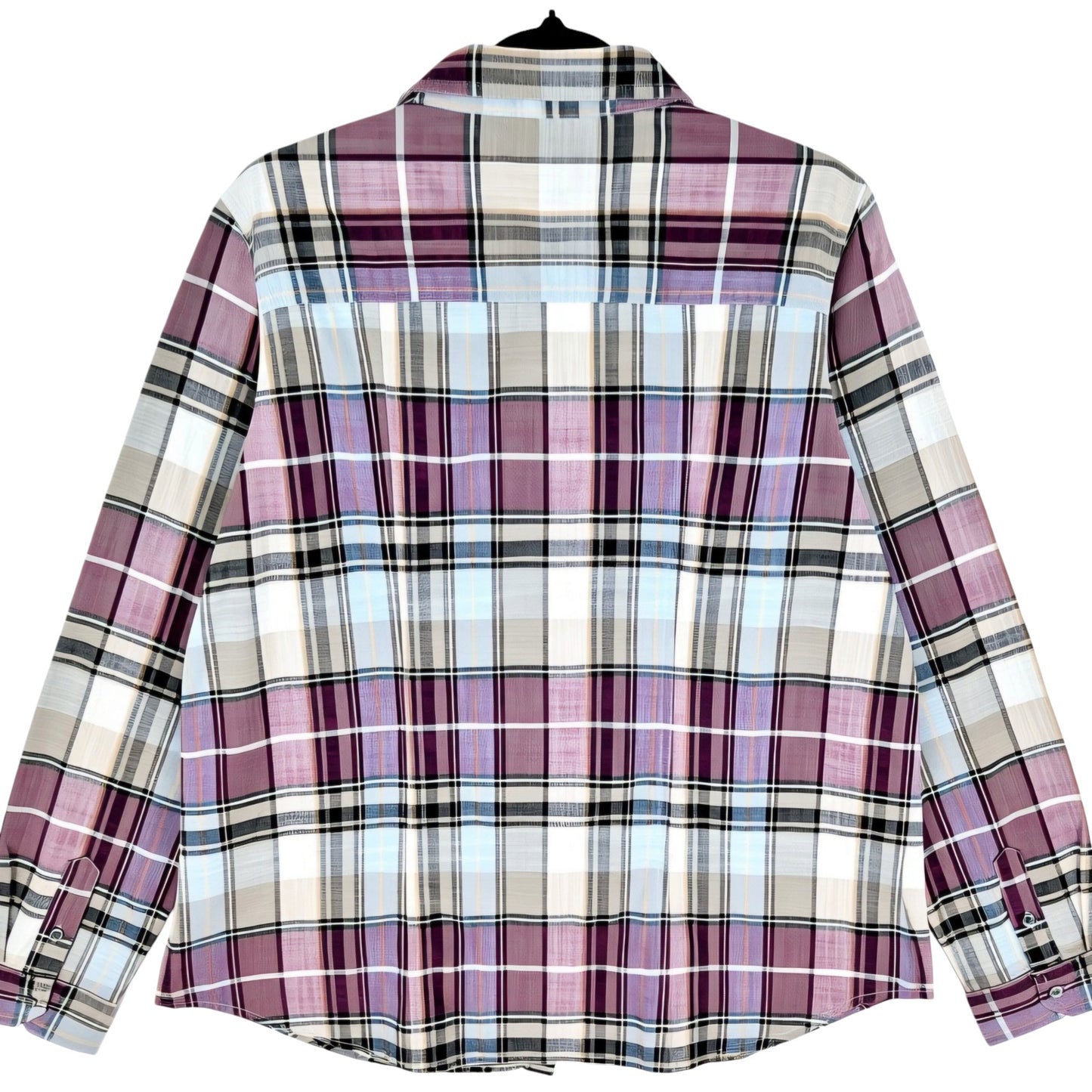 Pendleton Womens Grey & Burgundy Checkered Long Sleeve Button Shirt Size L