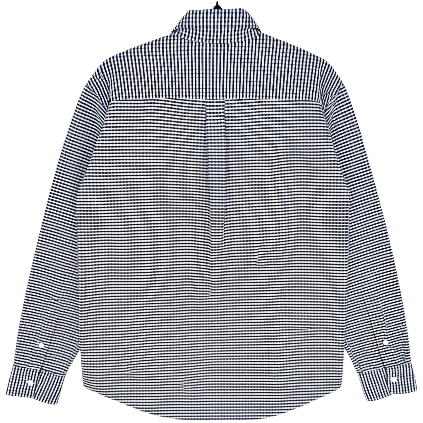 Tommy Hilfiger Dark Blue & White Checkered Thick Blend Dress Shirt Size M