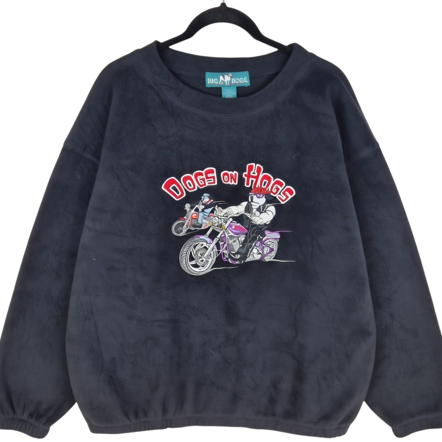 Dogs On Hogs Black Embroidered Fleece JUmper Size XL
