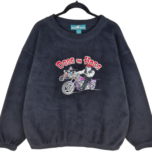 Dogs On Hogs Black Embroidered Fleece JUmper Size XL