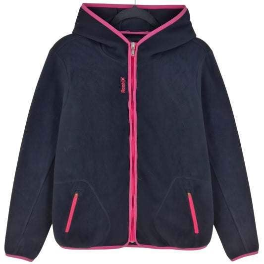 Reebok Womens Black Hooded Fleece Zip Jumper Size L