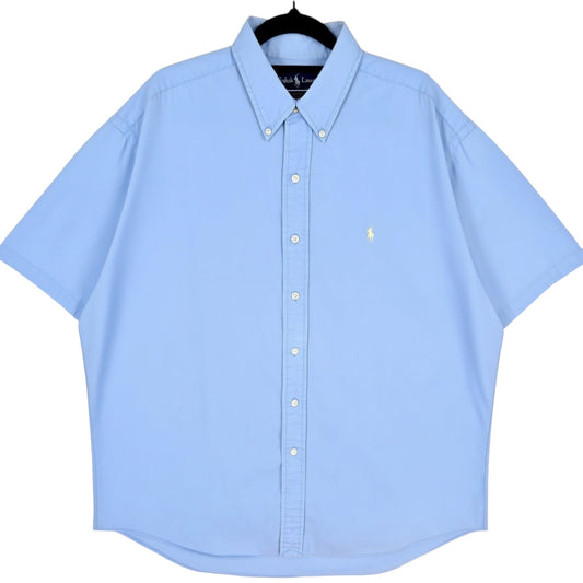 Vintage Polo Ralph Lauren 90's Blue Blake Short Sleeve Button Shirt Size L