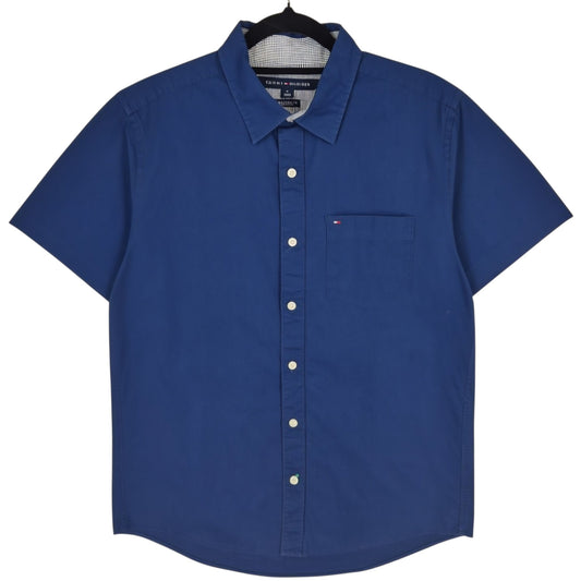 Tommy Hilfiger Dark Blue New York Fit Short Sleeve Button Shirt Size M