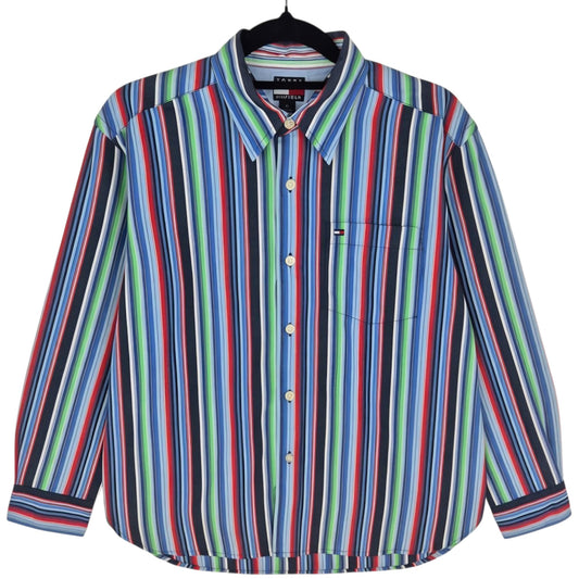Vintage Tommy Hilfiger 90's Womens Colorful Striped Dress Shirt Size M