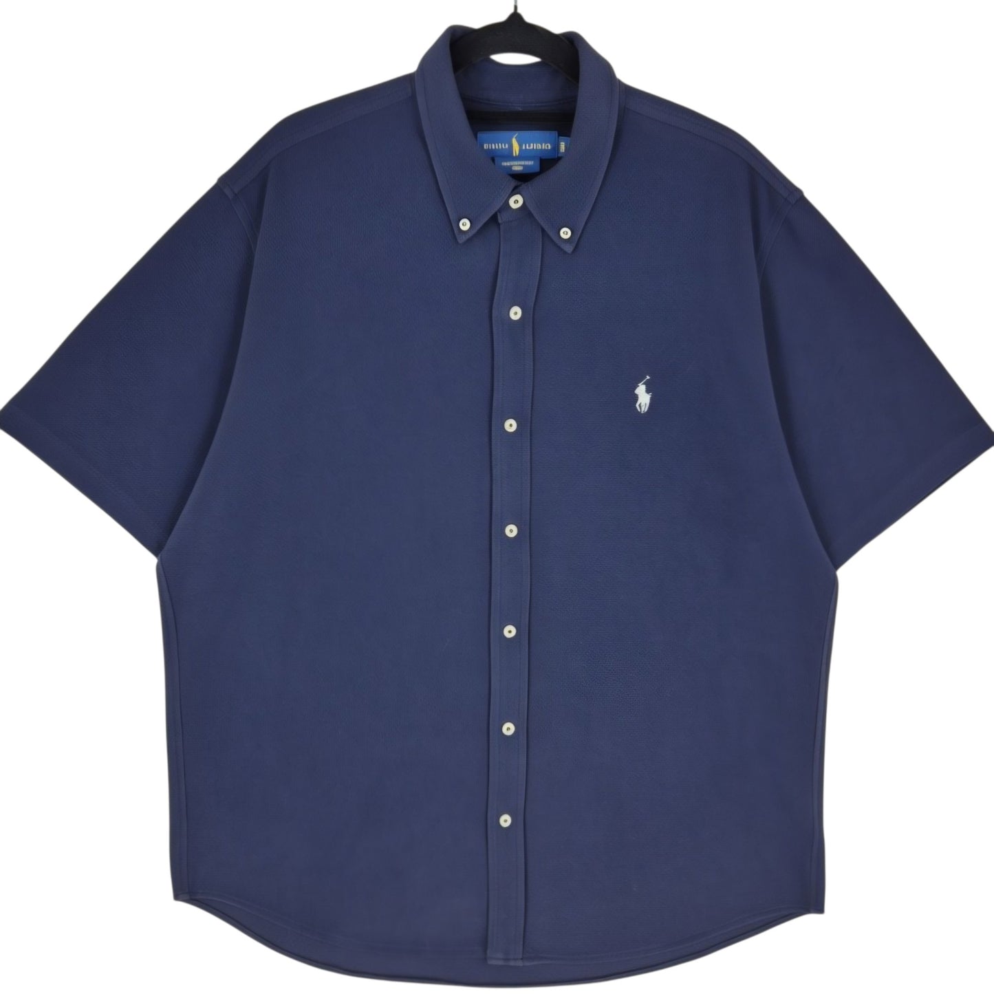 Polo Ralph Lauren Dark Blue Feather Mesh Short Sleeve Button Shirt Size XL