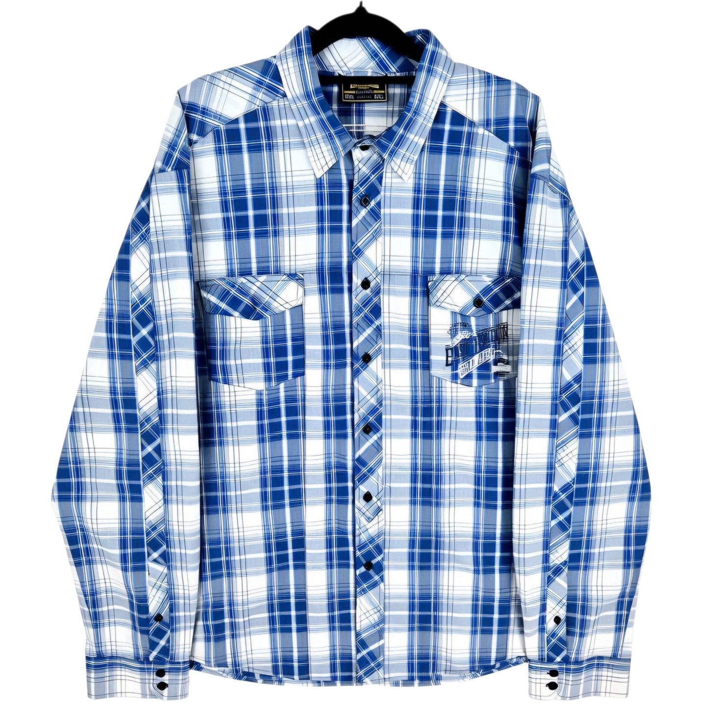 Lonsdale Blue & White Checkered Long Sleeve Button Shirt Size 2XL