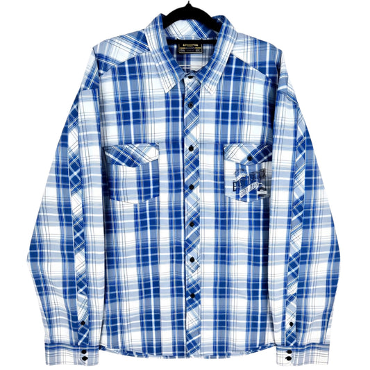 Lonsdale Blue & White Checkered Long Sleeve Button Shirt Size 2XL