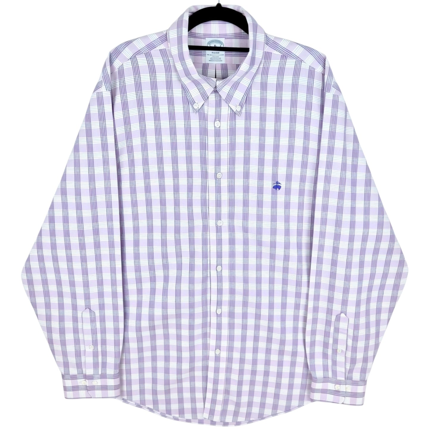 Brooks Brothers Purple & White Regent Checkered Dress Shirt Size XL
