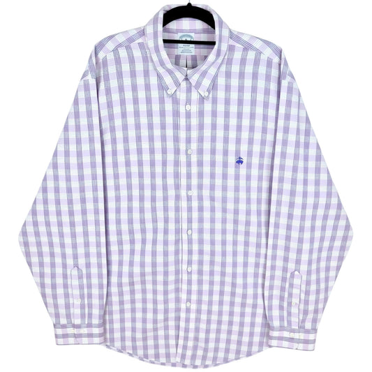 Brooks Brothers Purple & White Regent Checkered Dress Shirt Size XL