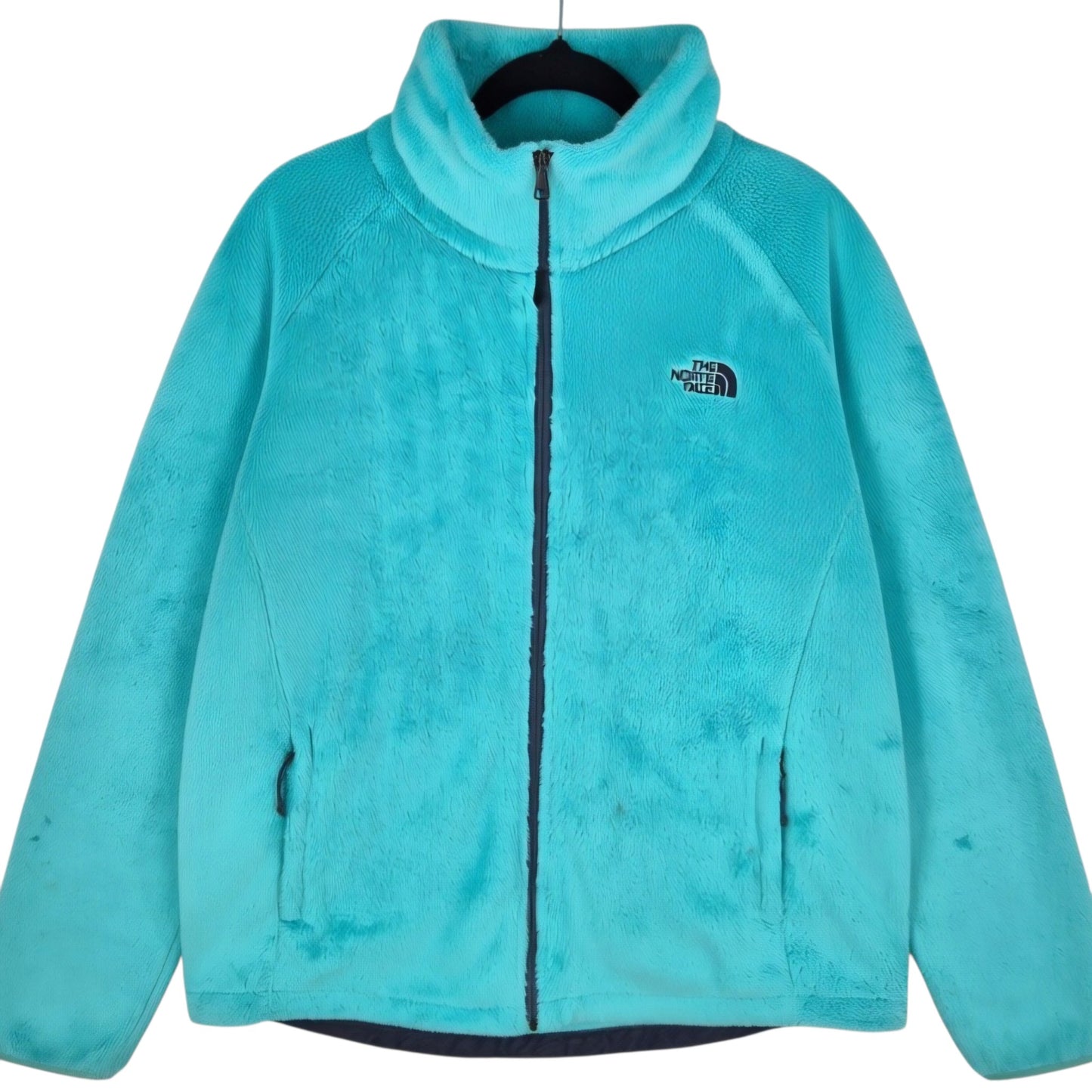 The North Face Womens Aqua Green Mink Fleece Zip Jumper Size XL