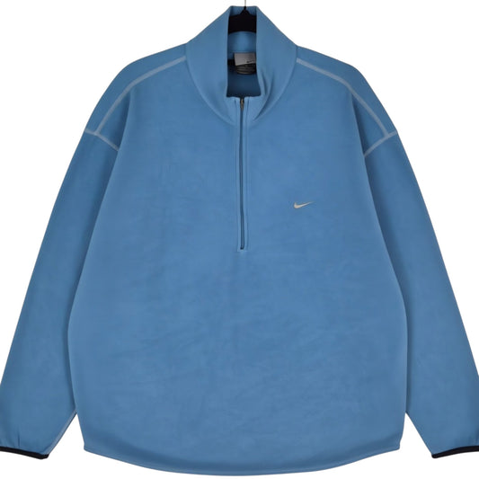 Vintage Nike 2000's Steel Blue Half Zip Fleece Jumper Size L