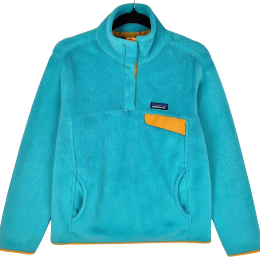 Patagonia Womens Aqua Green Quarter Button Fleece Jumper Size M