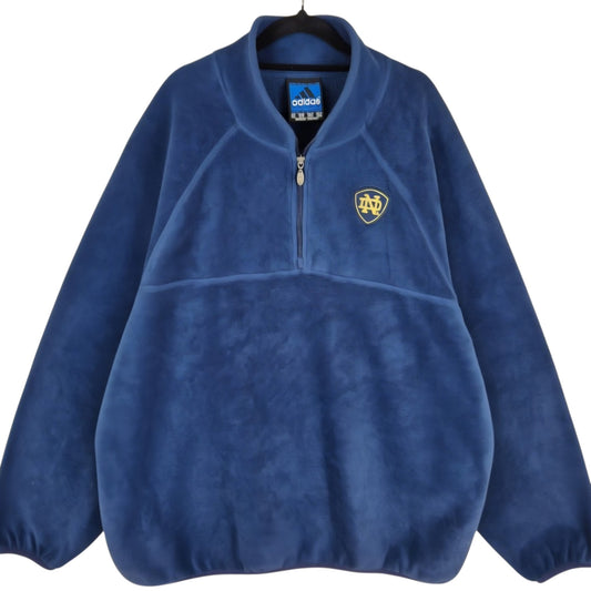Vintage Adidas Team 90's Notre Dame Irish Dark Blue Fleece Jumper Size 2XL
