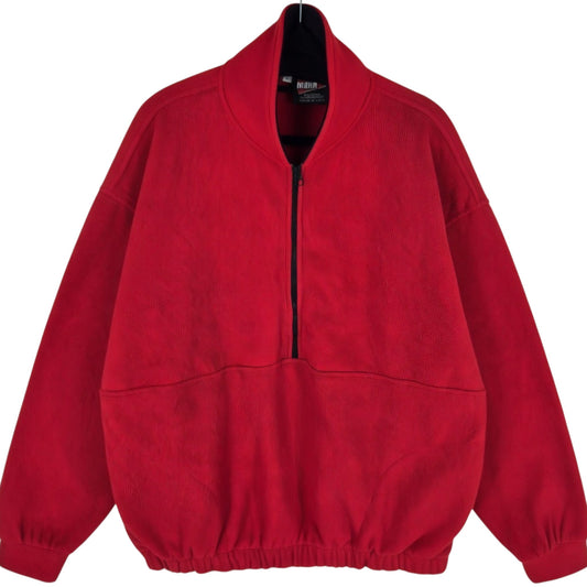 Vintage Mahr 80's Red USA Made Half Zip Fleece Jumper Size L
