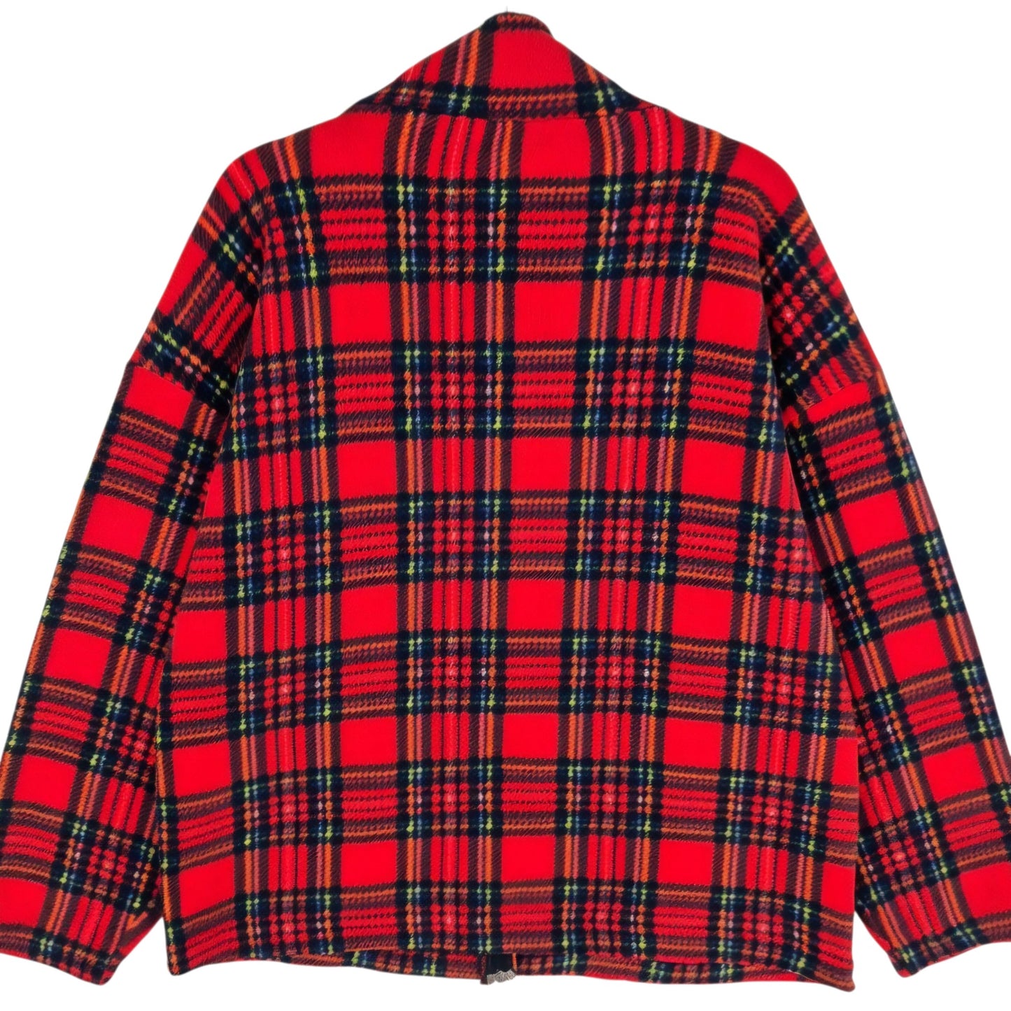 Vintage Awesome Wear 80's Red USA Made Checkered Fleece Jumper Size L