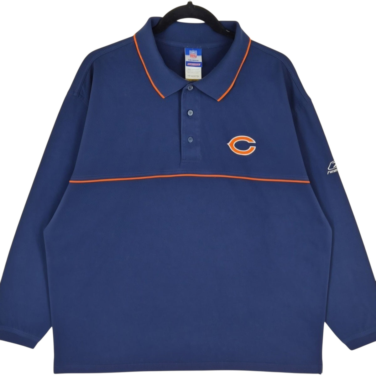 Vintage Reebok NFL Chicago Bears Dark Blue Long Sleeve Polo Shirt Size XL