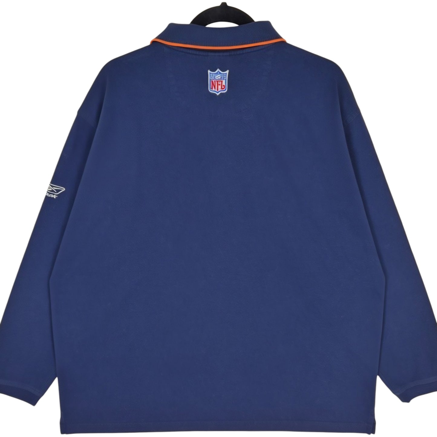 Vintage Reebok NFL Chicago Bears Dark Blue Long Sleeve Polo Shirt Size XL
