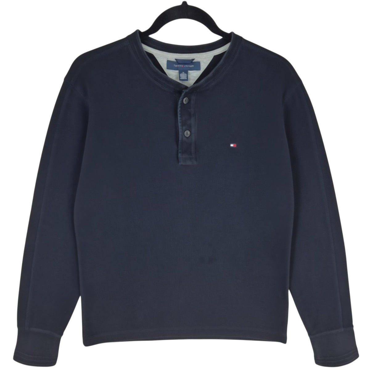 Tommy Hilfiger Black Long Sleeve Henley Polo Shirt Size M