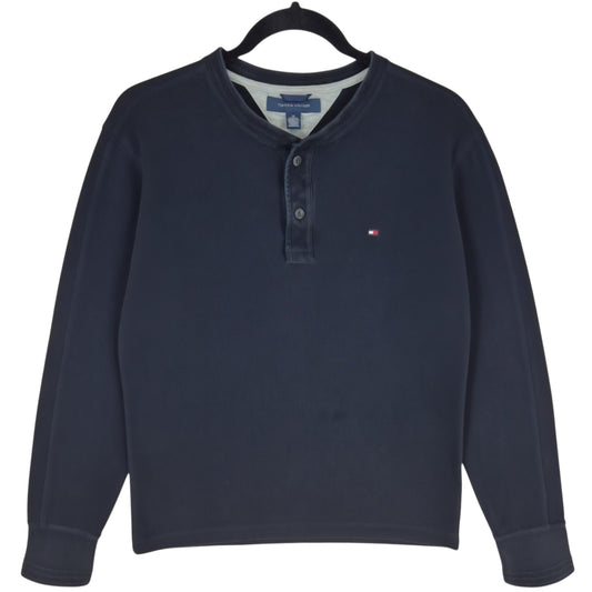 Tommy Hilfiger Black Long Sleeve Henley Polo Shirt Size M