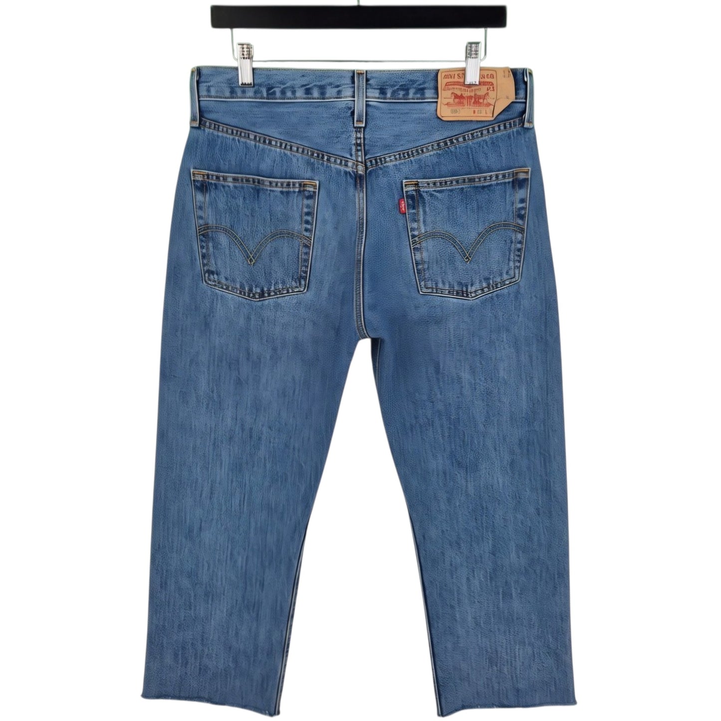 Vintage Levis 501 Jeans 2000's Blue Heavy Rigid Cropped Denim W33