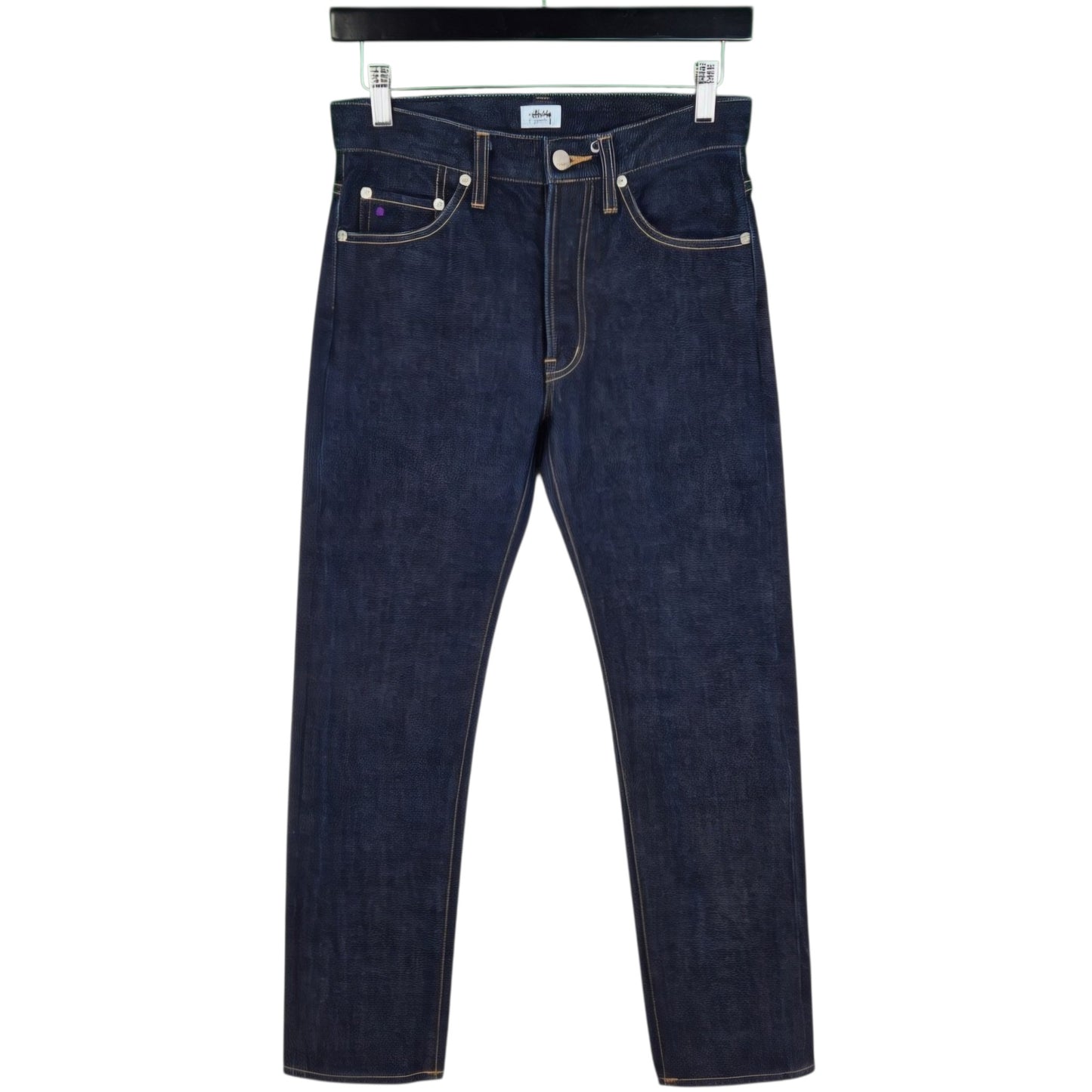 Stussy Deluxe Dark Blue Heavy Rigid Japan Made Straight Leg Denim W28