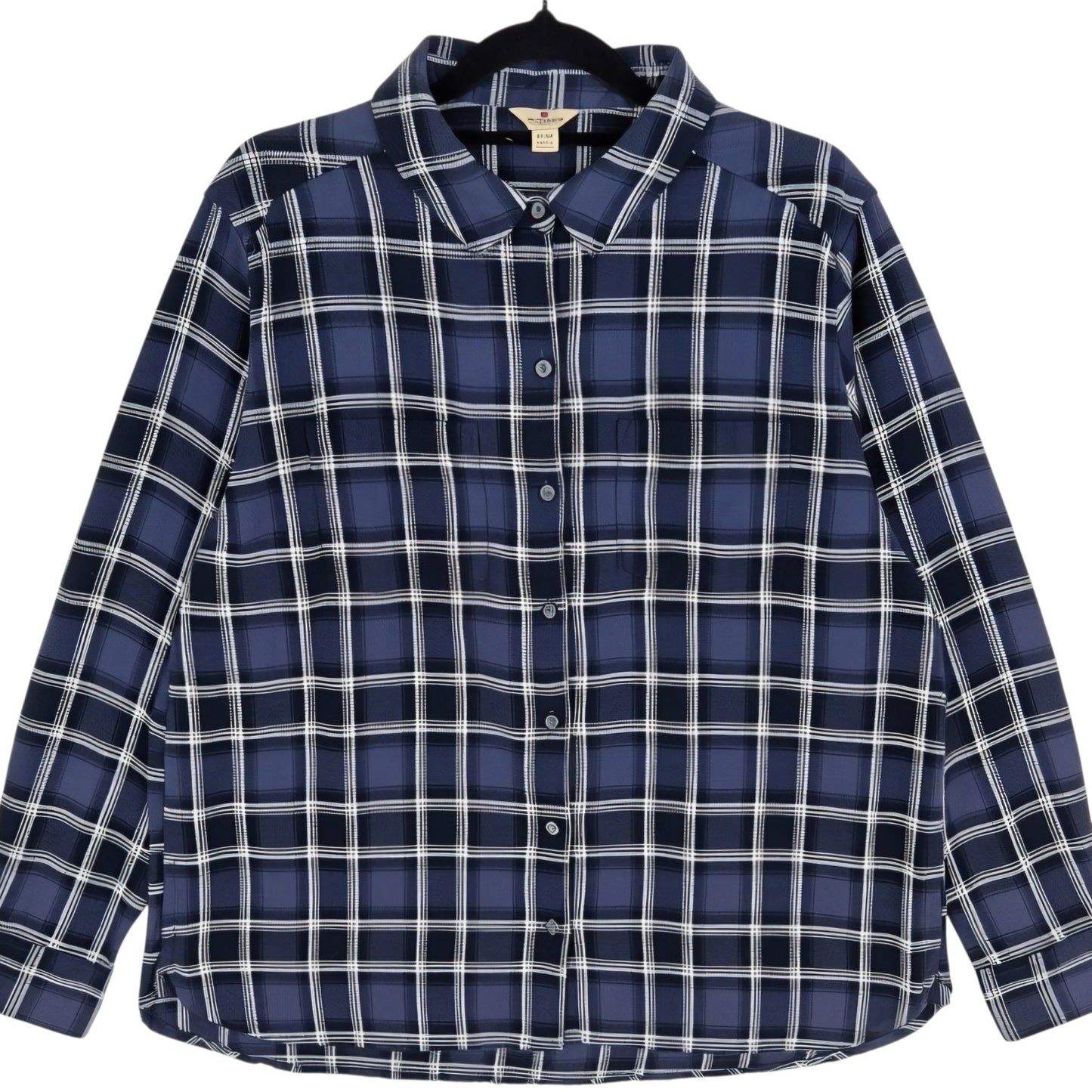 Woolrich Womens Black & Grey Checkered Long Sleeve Button Shirt Size XL