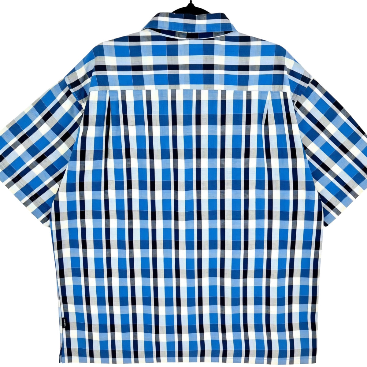 Nautica Blue & Yellow Checkered Square Cut Short Sleeve Button Shirt Size L