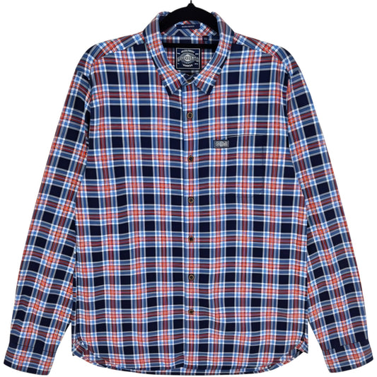 Superdry Blue & Orange Checkered Dress Shirt Size L