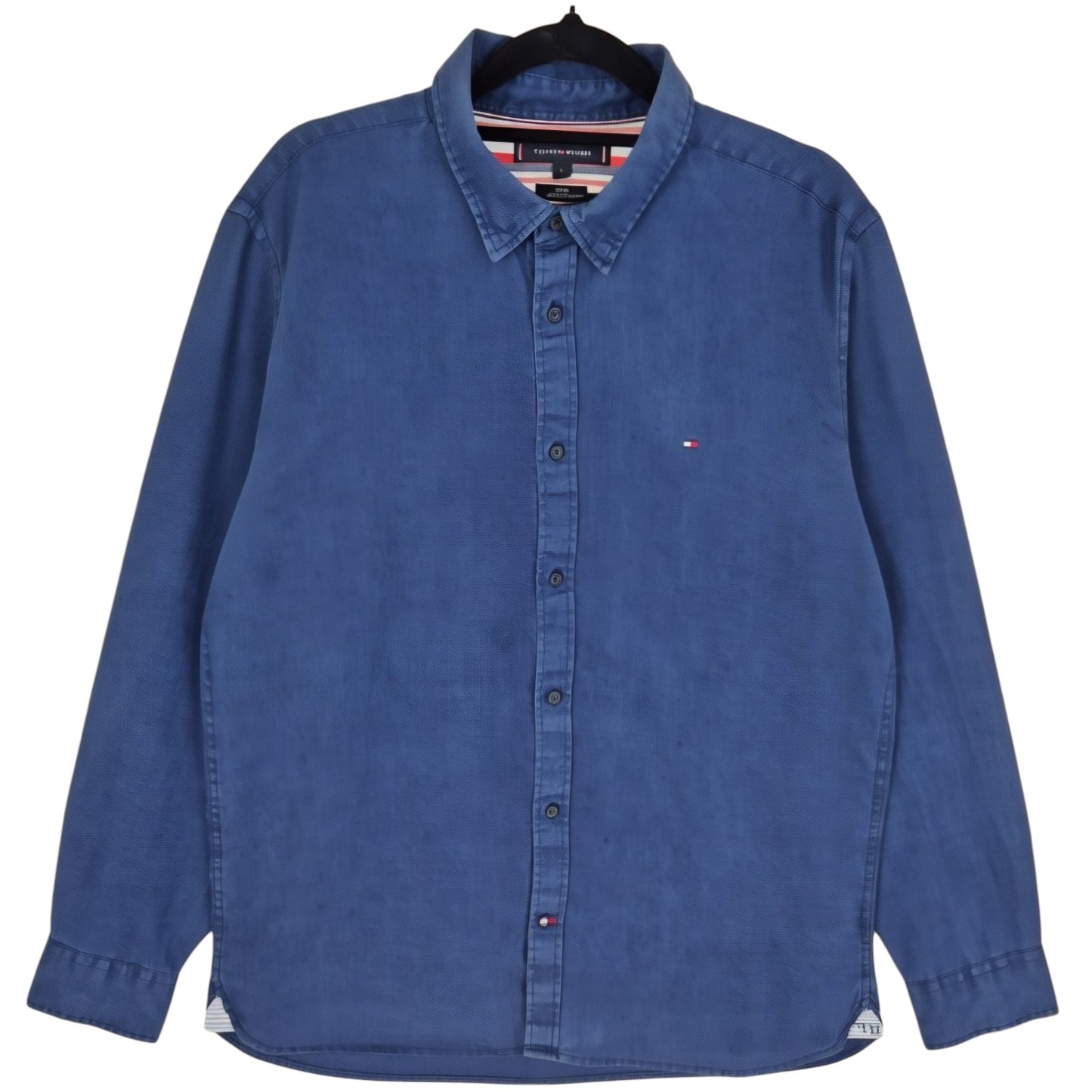 Tommy Hilfiger Dark Blue Regular Fit Linen Dress SHirt Size L