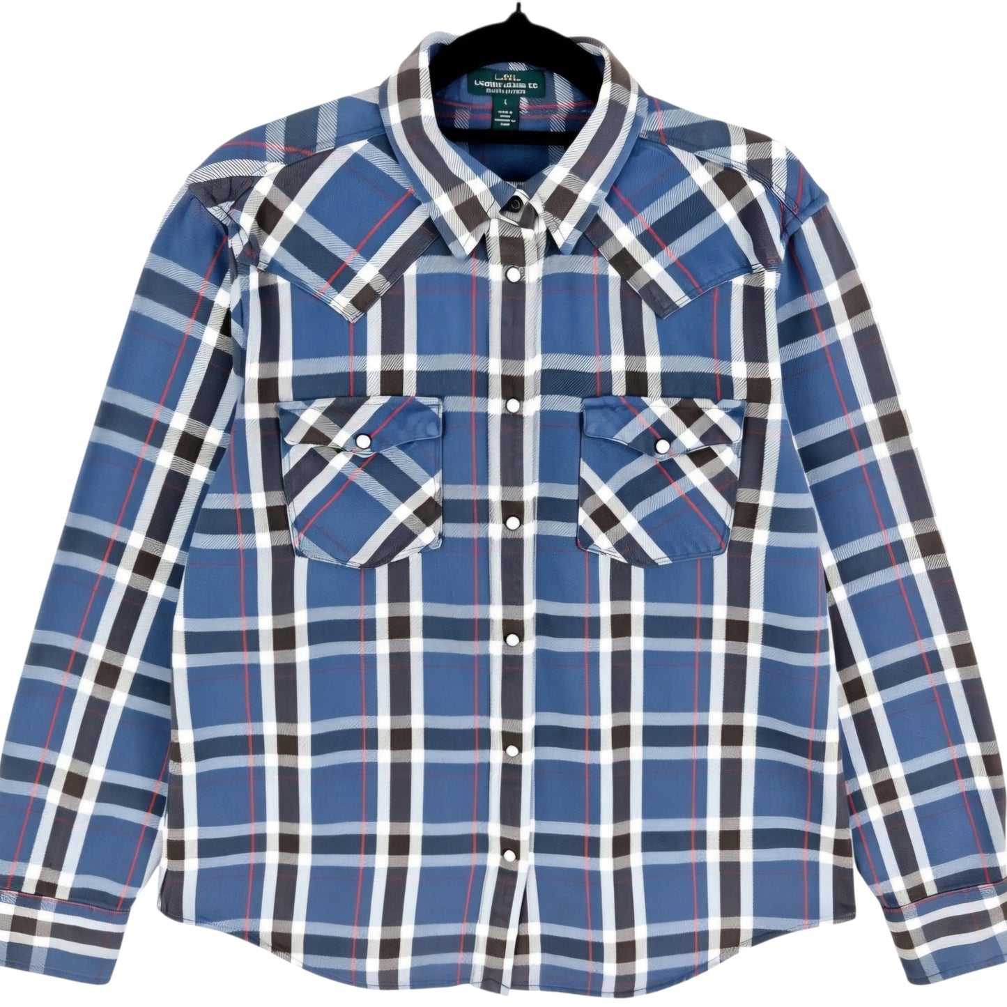 Ralph Lauren Green Label Womens Blue & Brown Thick Blend Button Shirt Size L