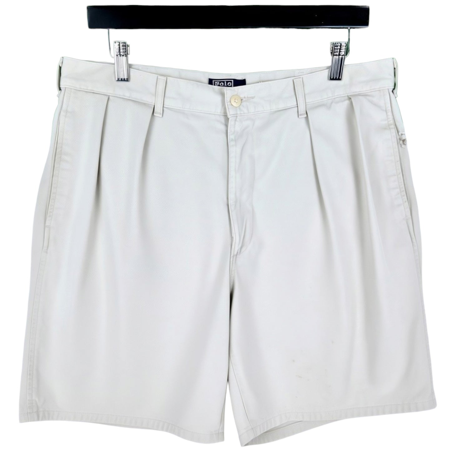 Vintage Polo Ralph Lauren 90's Cream Brown USA Made Chino Shorts W34