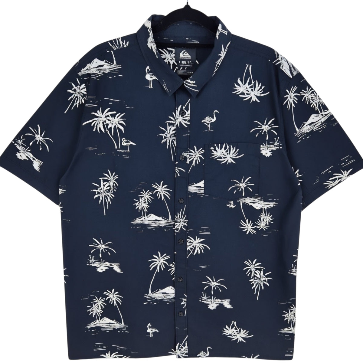 Quiksilver Black Regular Fit Short Sleeve Button Shirt Size M