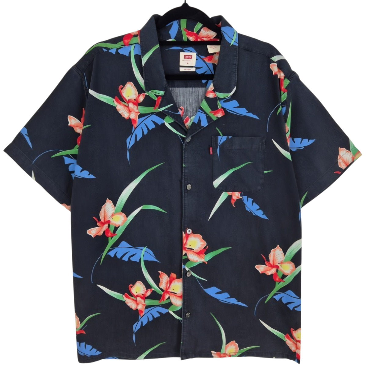 Levis Black Relaxed Fit Short Sleeve Button Shirt Size M