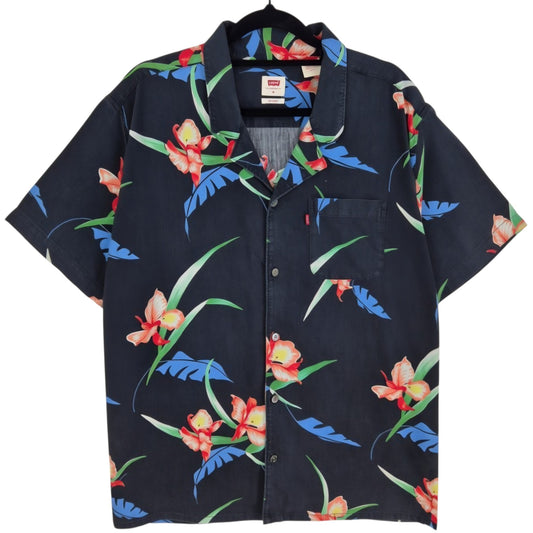 Levis Black Relaxed Fit Short Sleeve Button Shirt Size M
