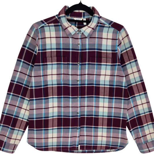 Woolrich Womens Burgundy Checkered Long Sleeve Button Shirt Size M