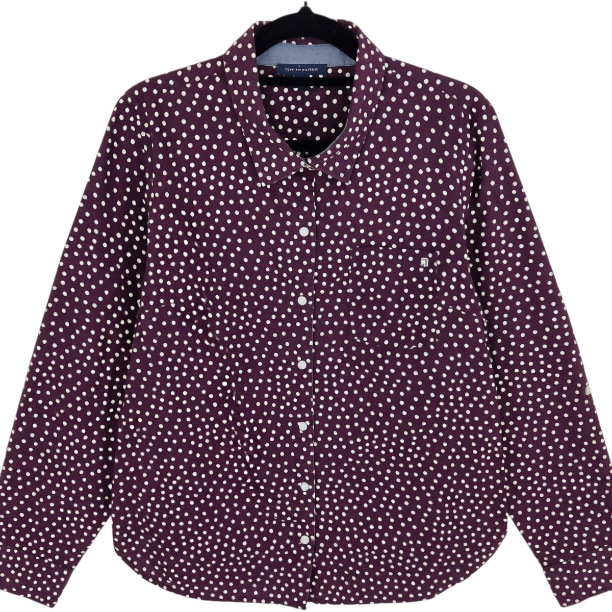 Tommy Hilfiger Womens Burgundy Spotted Dress Shirt Size M