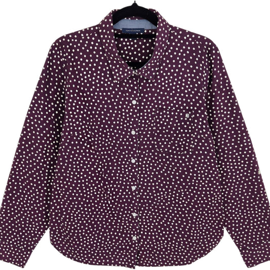 Tommy Hilfiger Womens Burgundy Spotted Dress Shirt Size M