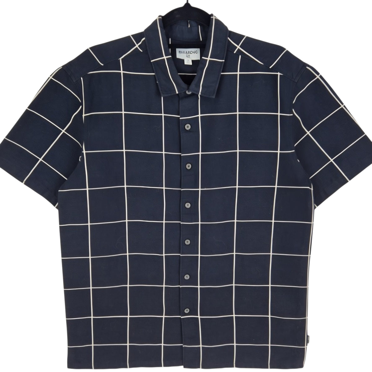 Billabong Black Checkered Short Sleeve Button Shirt Size S