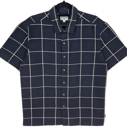 Billabong Black Checkered Short Sleeve Button Shirt Size S
