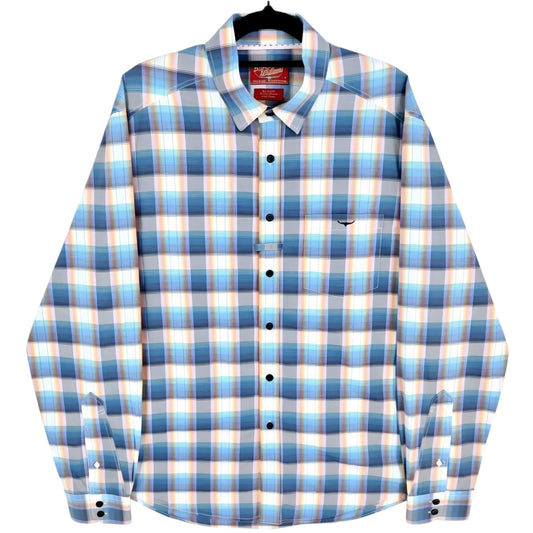 RM Williams Blue Checkered Slim Fit Dress Shirt Size L