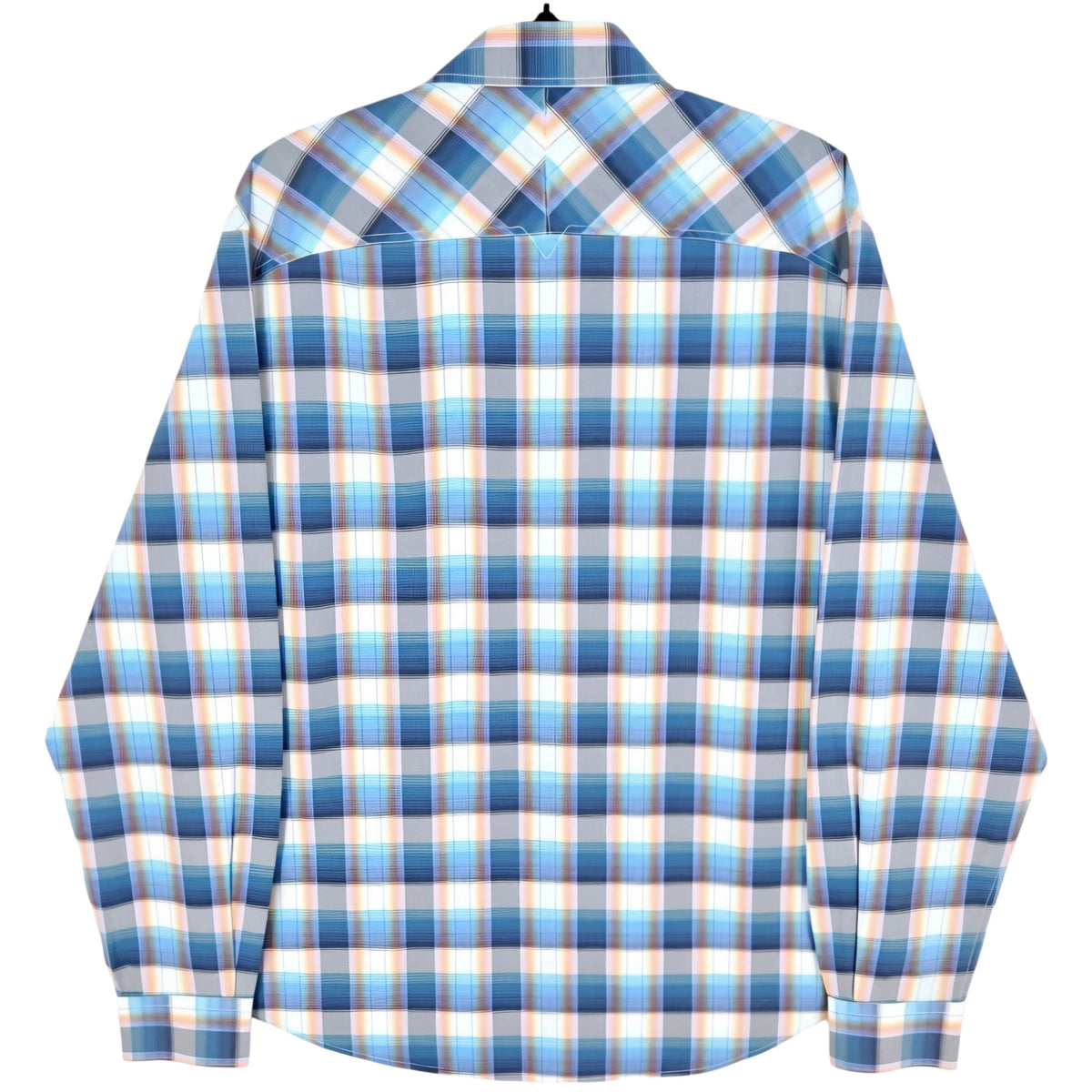 RM Williams Blue Checkered Slim Fit Dress Shirt Size L