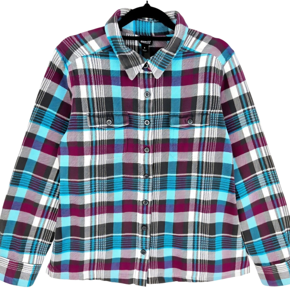 Patagonia Womens Purple Grey & Blue Checkered Button Shirt Size S