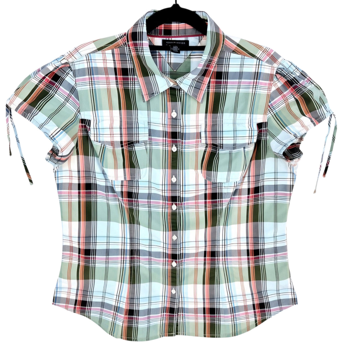 Tommy Hilfiger Womens Colorful Checkered Button Shirt Size L
