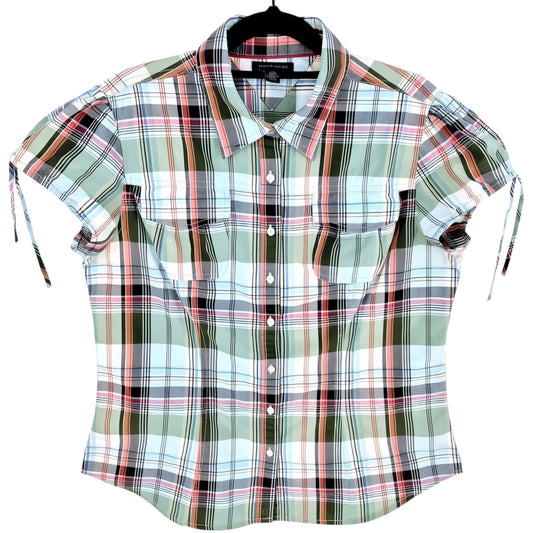 Tommy Hilfiger Womens Colorful Checkered Button Shirt Size L