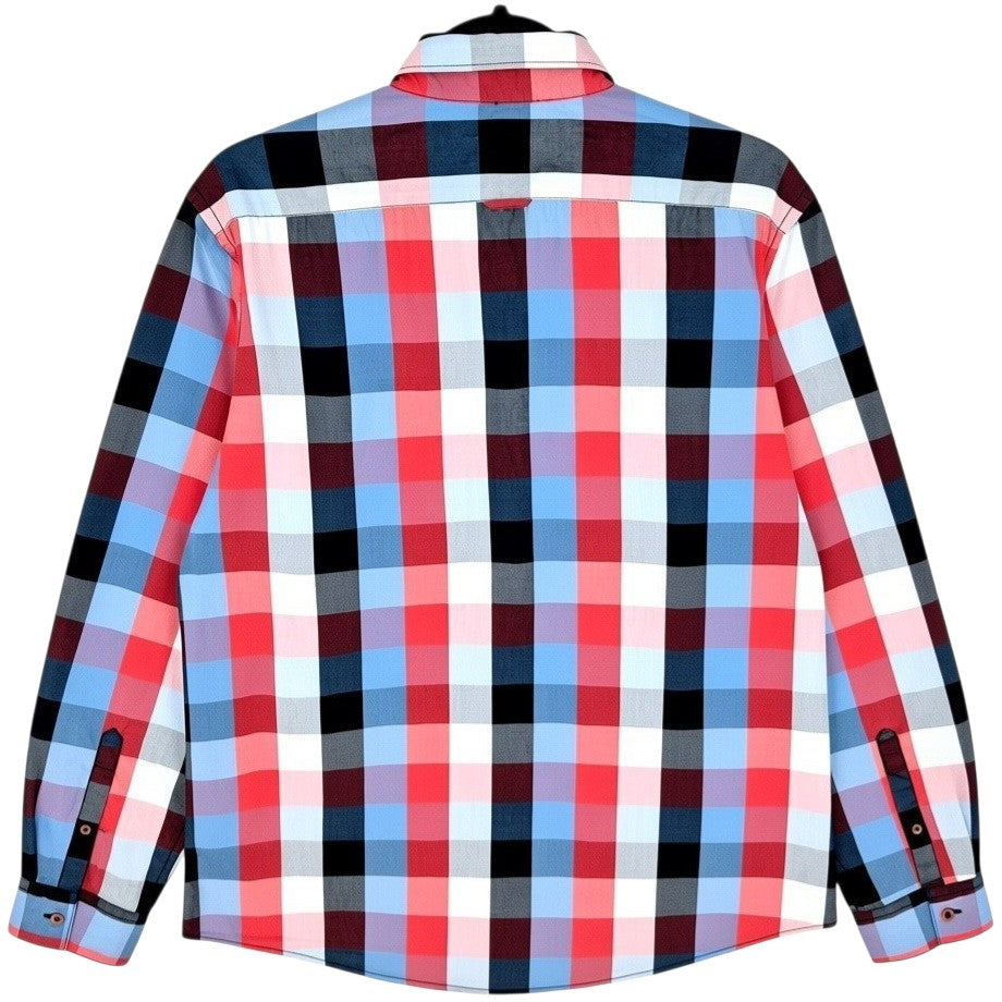 Ben Sherman Red Blue & Black Checkered Dress Shirt Size L