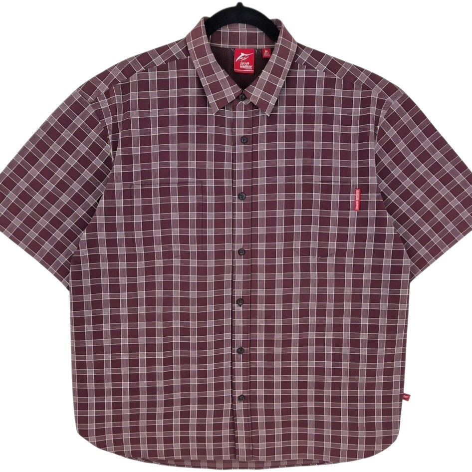 Jarvis Walker Burgundy Checkered Short Sleeve Button Shirt Size XL