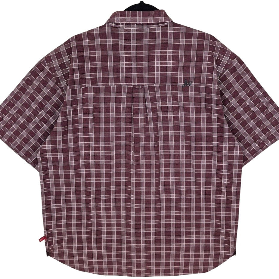 Jarvis Walker Burgundy Checkered Short Sleeve Button Shirt Size XL